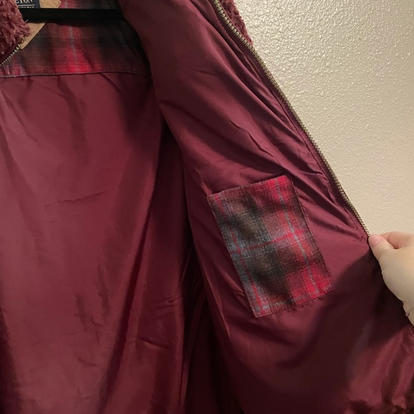 Pendleton Dark Red Sherpa Zip Up Jacket - Picture 4 of 6